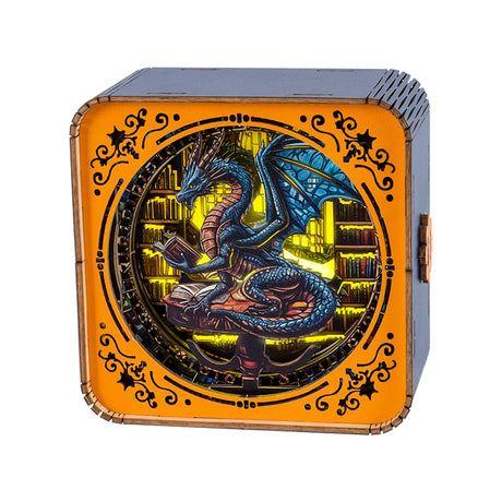 Woodemon Wooden Puzzles for Adults Bedside Lamp, 3D Puzzles for Adults Nightlight, DIY 3D Wood Puzzles Adult Birthday Anniversary Family Games (Dragon's Library) Woodemon