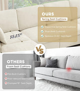 Tbfit 85" Convertible L Shaped Couch, Sectional Sofa for Living Room,Chenille Cloud Couch with Ottoman 4 Seat (Beige) Tbfit