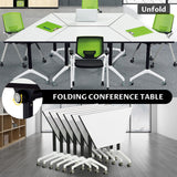 Folding Conference Table,Large Conference Meeting Table for 8 People,Modern Mobile Training Table with Wheels,Rolling Conference Room Tables with Metal Frame,Meeting Seminar Table 47.2x23.6x29.5in AFBZR