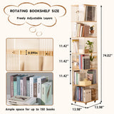 ZHUMUJIAJU 6-Tier Rotating Bookshelf- 360° Spinning Bookshelf Tower Kids, Tall Narrow Bookshelves with Wheels, Acrylic Clear Bookcase, Modern Storage Organizer for Home Office, Living Room, Bedroom ZHUMUJIAJU