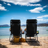 Nestl Zero Gravity Chairs Set of 2, Patio Lounge Chair Outdoor with Pillows & Cup Holder Trays, Adjustable Steel Mesh Reclining Camping Chair, Folding Patio Lawn Chair for Deck, Beach, Yard - Black Nestl