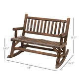Outsunny Heavy Duty 2-Person Wooden Rocking Chair with Classic Log Design for Patios and Gardens Outsunny