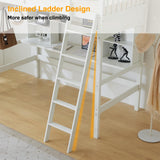 VINGLI Space-Saving Twin Loft Bed with Desk & Bookshelf for Kids and Teens VINGLI