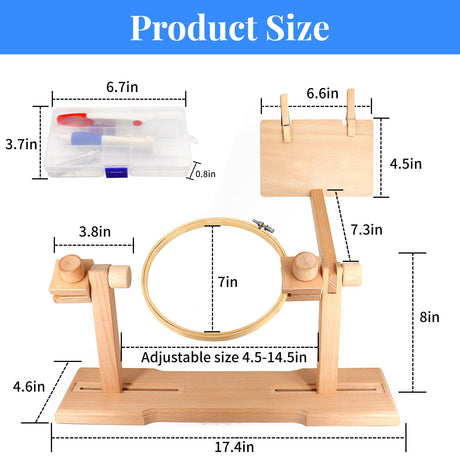 SolidGnik Embroidery Stand, Adjustable Embroidery Hoop Holder, Cross Stitch Stand with Embroidery Kit and 3PCS Embroidery Hoops SolidGnik