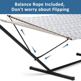 SUNCREAT 55 Inch Extra Large Double Hammock with Stand, 475lbs Capacity, Outdoor Portable Hammock with Hardwood Spreader Bar, Extra Large Pillow, Grey SUNCREAT