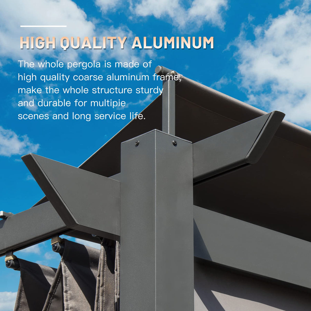 Domi 11’ X 16’ Outdoor Retractable Pergola with Weather-Resistant Canopy Aluminum Garden Pergola Patio Grill Gazebo for Courtyard domi outdoor living