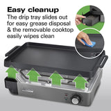 Hamilton Beach Professional Cast Iron Indoor Electric Grill & Griddle, 10" x 16" Preseasoned Cooking Surface, Adjustable Temperature up to 450° F, Black (38560) Hamilton Beach Professional