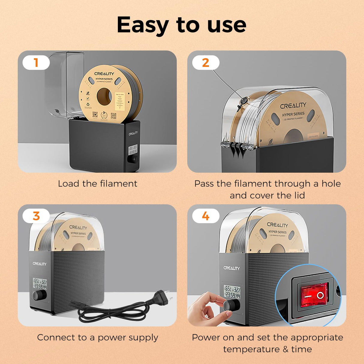 Creality Filament Dryer Box Pro with Fan, Upgraded 3D Printer Filament Dryer Box, 360° Heating Filament Dehydrator Storage Box for 1.75/2.85mm PETG PLA TPU ABS Nylon Creality