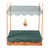 Wooden Outdoor Kids Sandbox Convertible Canopy Covered Sand Box Bench Seat Storage GOOD LIFE USA