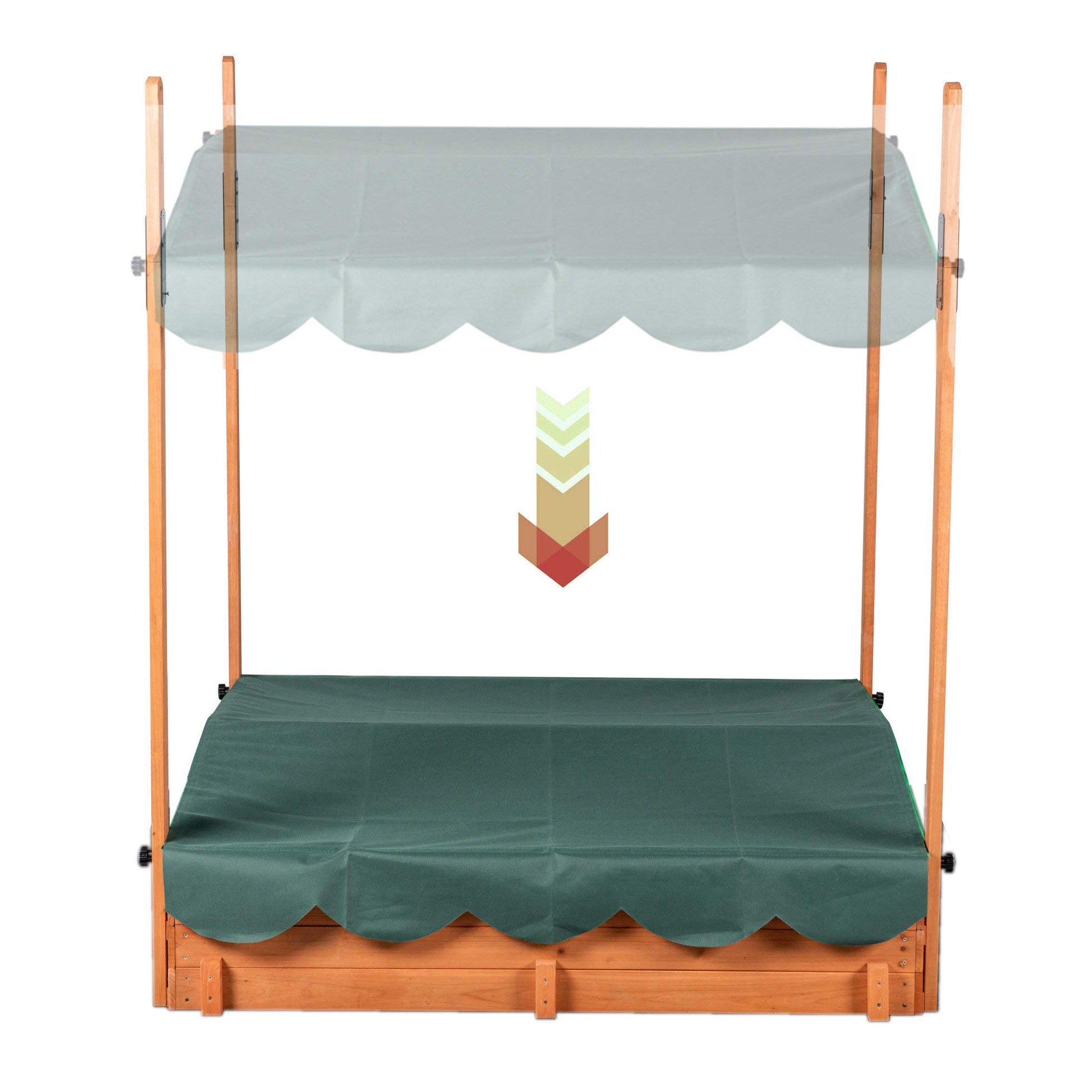 Wooden Outdoor Kids Sandbox Convertible Canopy Covered Sand Box Bench Seat Storage - WoodArtSupply