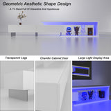 YESER TV Stands for Living Room, Extendable Entertainment Center TV Console with Storage, LED TV Stand for 55/65/75/85/95 Inch TV, Gaming Media Console Table for Living Room Bedroom, White YESER