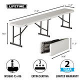 Lifetime 80305 Portable Folding Bench, White Lifetime