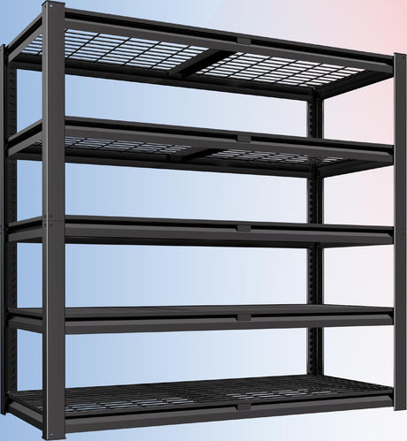 PrimeZone 72" H X 48" W X 18" D Heavy Duty Garage Shelving 5 Tier 2500 LBS Storage Shelves Adjustable Industrial Metal Wire Shelf Unit for Garage,Basement,Pantry,Warehouse,Commercial PrimeZone