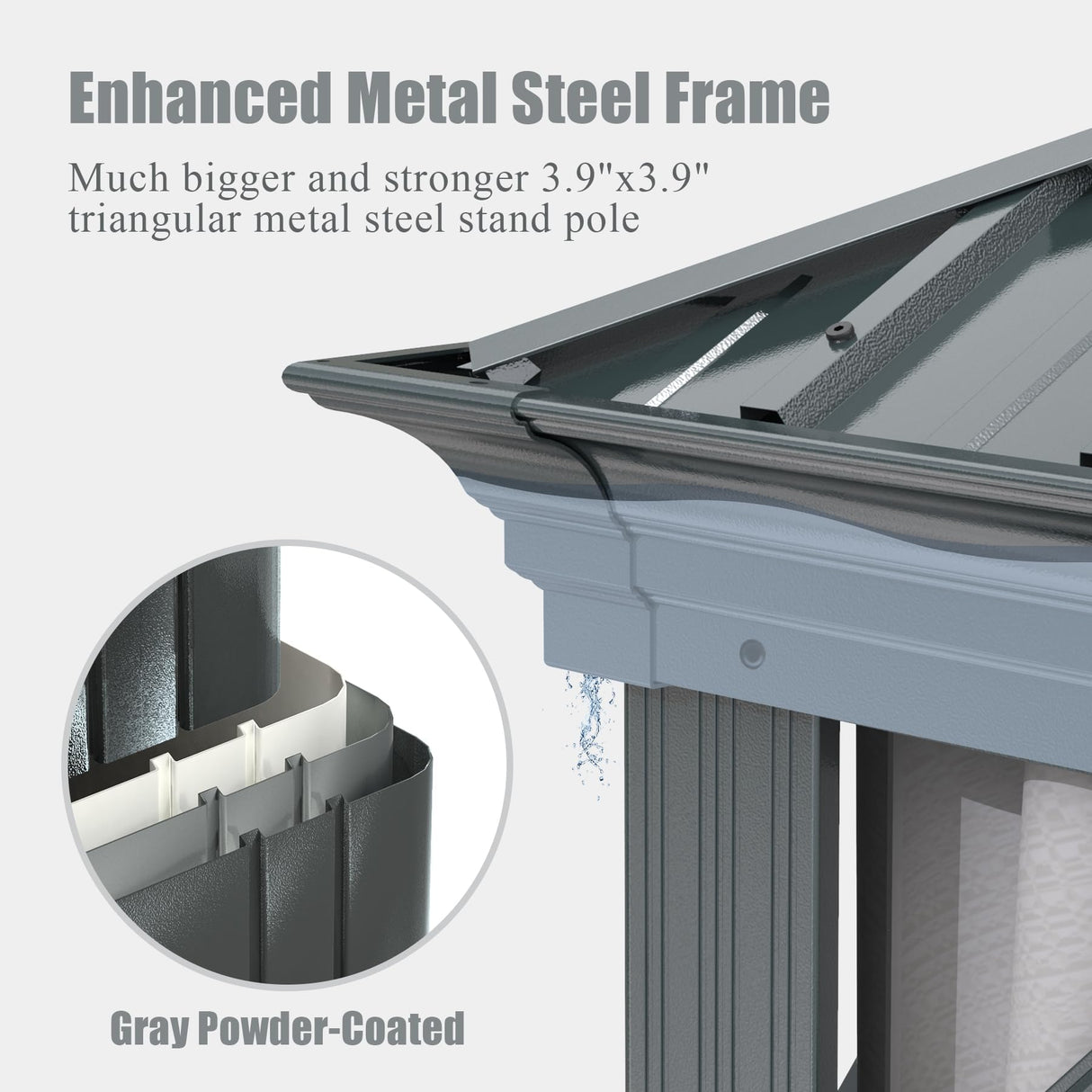 Domi 14x20FT Outdoor Gazebo, Hardtop Gazebo with Galvanized Steel Double Roof, Metal Gazebos with Drainage System Patio Pergola for Patio Deck Backyard,Curtain and Netting,Gray domi outdoor living