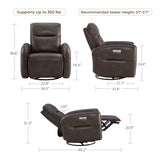 CHITA Faux Leather Power Recliner Chair, Swivel Glider Recliner for Adults, Nursery Rocking Chair with USB & Type-C Charging for Living Room, Bedroom, Chocolate Brown CHITA
