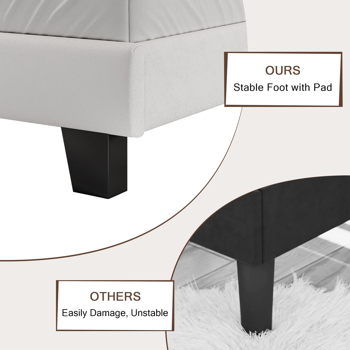 Einhomn Twin Upholstered Bed Frame with Headboard, Button Tufted Linen Bed Base, Platform Bed with Wood Slat, Heavy Duty, Easy Assembly, No Box Spring Needed, White Einhomn