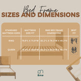 Ethan King Platform Bed Frame with Headboard - Stylish Acacia Wood in Rustic Dark Brown Finish Bme