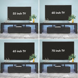 Black TV Stand with 2 Storage and 3 Open Shelves High Gloss LED TV, TV Entertainment Center TV Console Media Gaming TV Table Stands for Up 50 to 70 Inch Hangoo