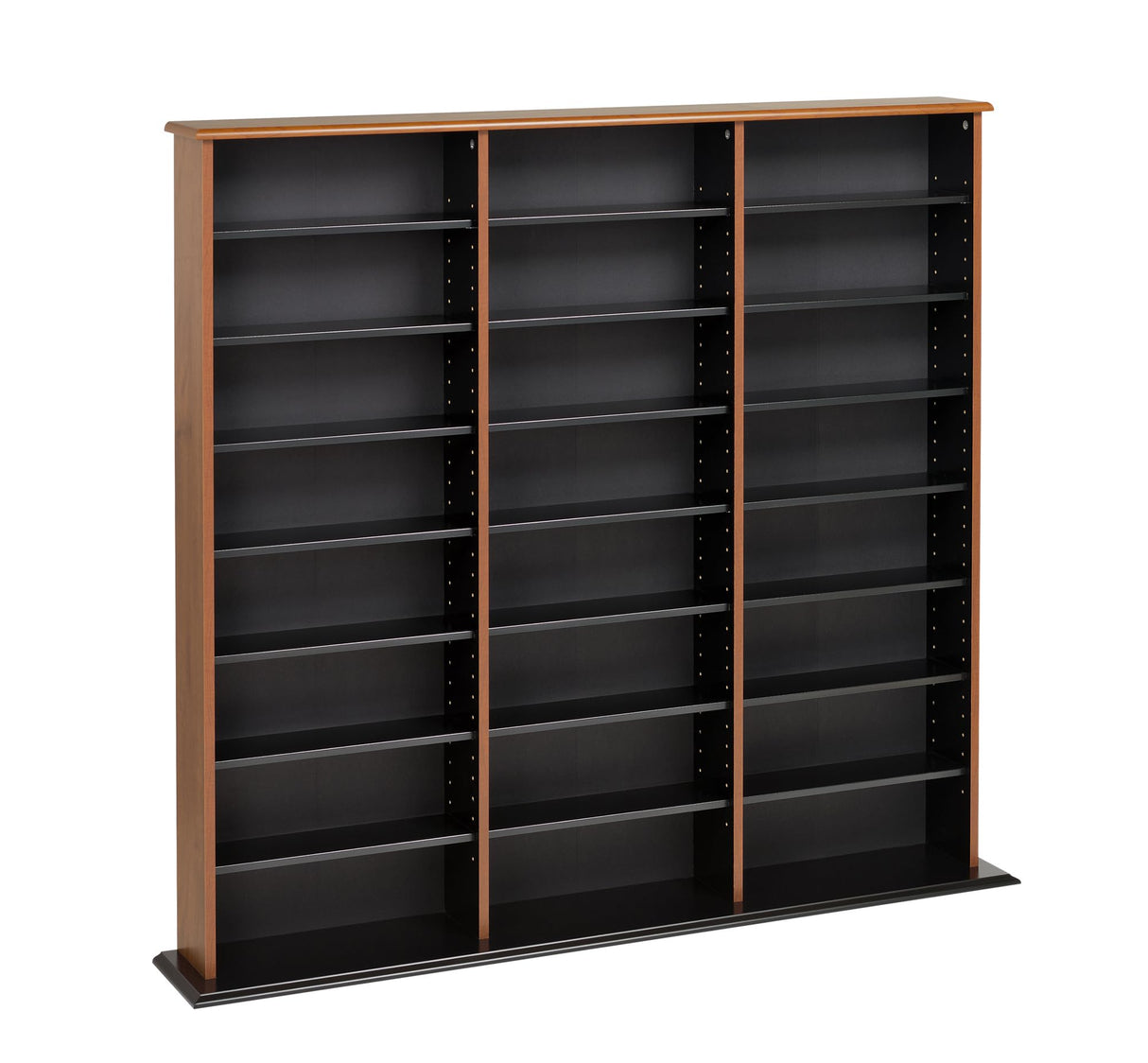 Prepac 3 Column Tall Cabinet Media Storage, Triple Width Wall, Cherry/Black Prepac