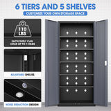 DNA MOTORING Metal Storage Cabinet, 71'' Locking Cabinet with 5 Adjustable Shelves, Metal Cabinet Heavy Duty Utility Cabinet for Garage,Office,Home,Gym, Gray Black, TOOLS-00632-GY-BK DNA MOTORING