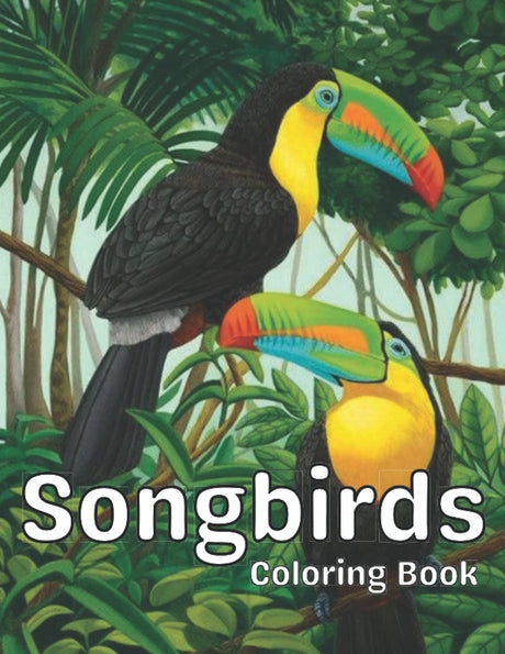 Songbirds Coloring Book: singing beautiful birds,flower cover design with scenery ,stress Relieving design relaxation. Majosta