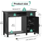 Saudism 40 Gallon Aquarium Stand With Charging Station, Farmhouse Fish Tank Stand, Reptile Tank Stand Terrarium Stand with Drawer and Cabinet Storage, Sturdy Heavy Duty 41.9"×18.3" Tabletop - Black Saudism