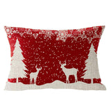 Happy Winter Snowflake Let It Snow Wild Animal Elk Merry Christmas Cotton Linen Lumbar Throw Waist Pillow Case Decorative Cushion Cover Pillowcase Sofa Couch 12"x20" LIPOR