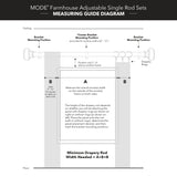 MODE Farmhouse Collection 1 1/8" Diameter Curtain Rod Set with Cottage Square Curtain Rod Finials and Steel Wall Mounted Adjustable Curtain Rod, Fits 36” to 72” Windows, Weathered Oak MODE