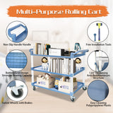 Utility Carts with Wheels Large Size Rolling Cart with Wheels Heavy Duty 600 LBS Food Cart with Lockable Wheels and Hammer for Kitchen/Office/Warehouse, 39.5" D x 19.3" W x 39.5" H(Grey Large Size) SFESGRER