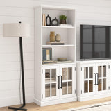 Bush Business Furniture Westbrook 5 Shelf Tall Bookcase with Glass Doors in White Ash Bush Business Furniture