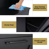 Arlopu Dual Tilt Out Trash&Storage Cabinet, Kitchen Sideboard Cupboard W/Pet Proof 10X2 Gal Hidden Garbage Holder, Freestand Laundry Sort Cabinet, W/Drawer, Shelves,Barn Door (Black) Arlopu