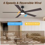 72" Large Smart Ceiling Fan with Lights Remote,Silent DC Motor,Control via WIFI Alexa Google App,Outdoor Indoor Modern Ceiling Fans for Big Living Room Patio,Dimmable,5 Blades Brown Black Walnut Livory