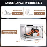 BROVIEW Smart Shoe Display Box with Led Lights, Clear Plastic Stackable Shoe Storage Box, Auto-Opening Shoe Organizer Sneaker Case, Remote Control LED Shoe Boxes, Collection Crate, 1 Pack White BROVIEW