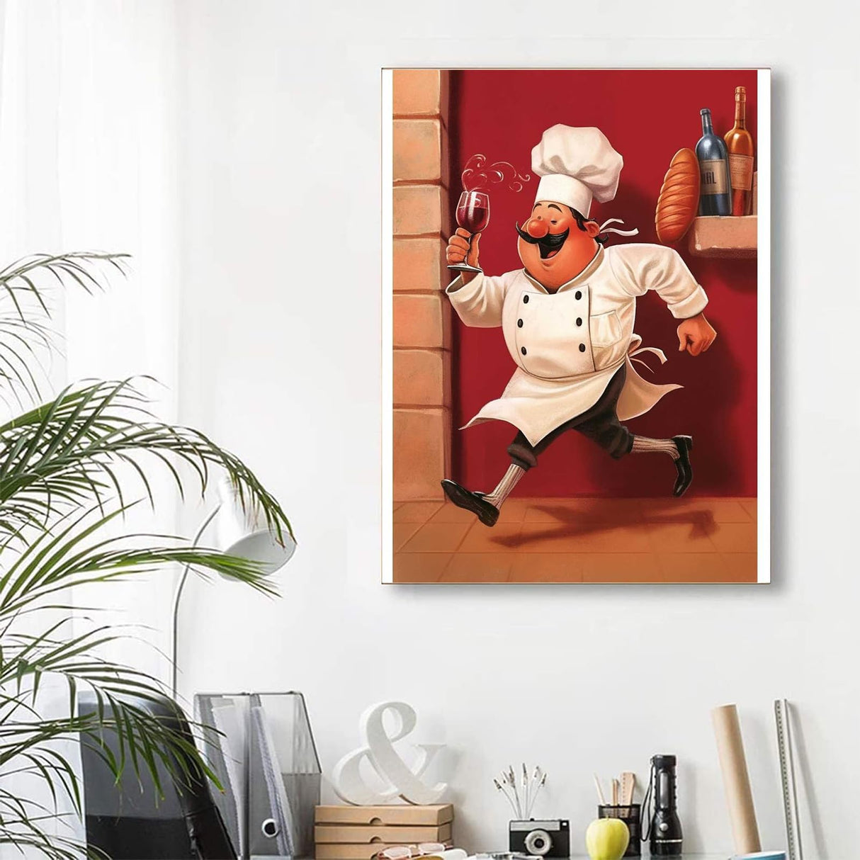 CEQOLI Bread Red Wine Chef Diamond Art Painting Kits for Adult,Cook 5D Diamond Art for Adults,Round Drill Painting by Diamonds Art and Crafts for Home Wall Decor Gift 8x12 Inch CEQOLI