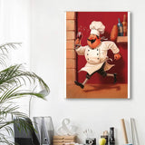 CEQOLI Bread Red Wine Chef Diamond Art Painting Kits for Adult,Cook 5D Diamond Art for Adults,Round Drill Painting by Diamonds Art and Crafts for Home Wall Decor Gift 8x12 Inch CEQOLI