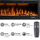 Rodalflame 60" WiFi-Enabled Electric Fireplace Insert, APP Smart Control, Wall Mounted&Recessed Linear Fireplace Heater with Thermostat, Flame&Top Lights, Log&Crystal, Timer RODALFLAME