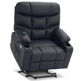 MCombo Oversized Power Lift Recliner Chair with Extended Footrest for Elderly People, Faux Leather R7289 (Black, Oversize) MCombo