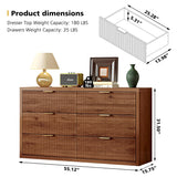 Ieejdn 55.12" Modern Chest of Drawer, 6 Deep Drawers,Clothes Organizer,Large Storage Cabinet for Living Room, Bedroom,Dresser TV Stand, Wood Drawer Organizer for Living Room, Hallway, Walnut Ieejdn
