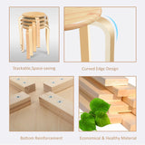 Wood Stools, Set of 2 Wooden Stackable Stool Extra Seating for Kids, Guests, Portable Round 16.5-Inch, Counter Height Stools for Living Room, Backyard, Classroom, Kitchen, Pland Stand, Apartment WINZONE