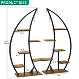 YITAHOME Tall Bookshelf with LED Light, Artistically Designed Crescent-Shaped Bookshelf with 10-Tier Shelves, Corner Bookcase Open Display Rack for Home Office, Bedroom YITAHOME