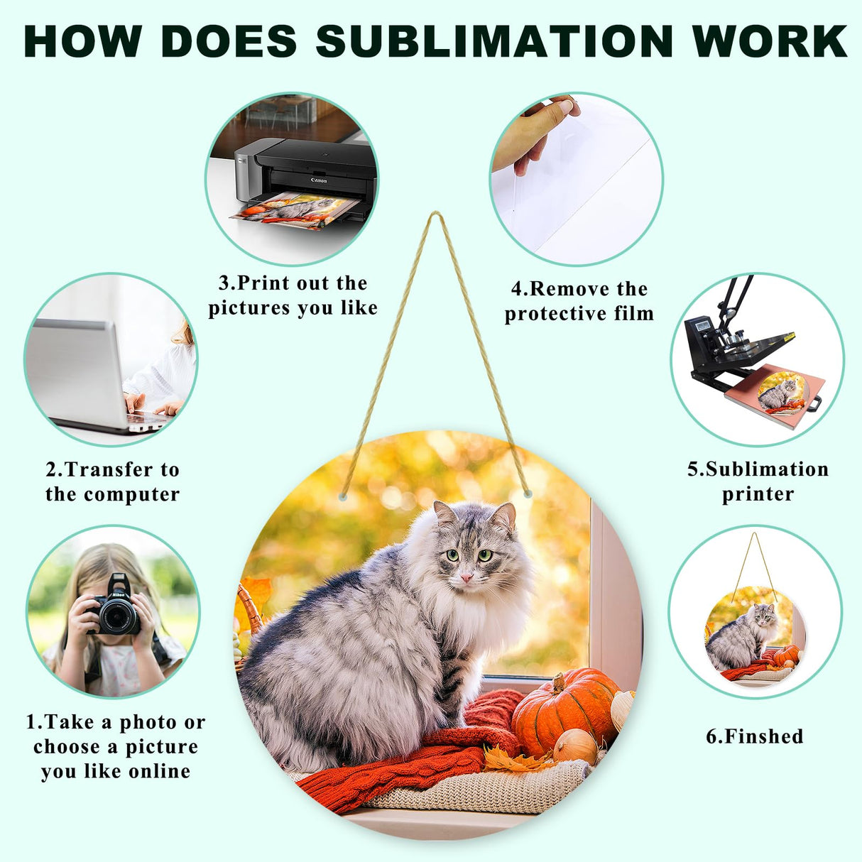 10Pack 10inch Sublimation Door Hanger Blanks, Aluminum Round Unfinished Blank Door Hanger Sign, Metal Wall Hanging Sublimation Ornament Blanks with Rope for Heat Press Machine, DIY Craft, Custom Decor HYHOSHI