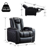 CANMOV Electric Power Recliner Chair with Ambient Lighting, Faux Leather Dual Motor Power Home Theater Seating with Adjustable Headrest, Hidden Arm Storage,Cup Holders,USB Ports (Single, Black) CANMOV