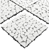 SUNWINGS 4PCS Natural Stone Interlocking Deck Tiles 12"x12" Pebble Waterproof Patio Deck, Outdoor Indoor Floor Decking Tiles for Porch Poolside Balcony Backyard, White sunwings