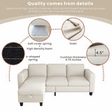 Couches for Living Room - Sectional Sofa L Shaped Cloud Couch-Small Modular 3 Seat-Comfy Linen with Storage Deep Seat Sofa,Washable Covers-Suitable for Living Room-Apartment-Office-Bedroom-Beige Clotius