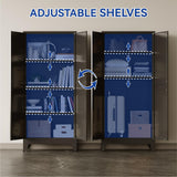 COFaR Black Metal Cabinet, 61 in Tall Metal Storage Cabinet with 3 Adjustable Shelves and Barn Doors, Farmhouse Cupboard Storage for Garage Kitchen Pantry Office, 4-Tier COFaR