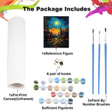NEWENMO Starry Paint by Numbers Kit for Adults, Moon Night Paint by Numbers on Canvas Unframed, DIY Oil Painting Perfect for Beginner, Craft, Hobbies and Home Wall Decor 16x20 Inch NEWENMO