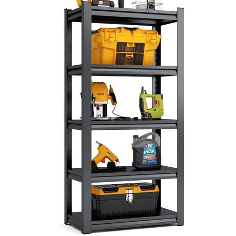 TOPKEY 5-Tier Utility Shelves Garage Storage Shelves, Heavy Duty Metal Storage Shelf for Garage, Kitchen, Warehouse, Adjustable Basement Storage Rack, Load 2000LBS, 63" H x 31.5" W x 15.8" D TOPKEY