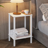End Table, Side Table, Set of 2, Nightstands with 2-Tier Storage Shelves, Sofa Table for Small Space, Coach Table for Living Room Bedroom, White UTBT101W2 VIMBER