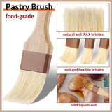 3 Pcs Pastry Brush, Natural Bristle Basting Brush, Cooking Brush, Food Brush, Butter Brush, Baster Brush, BBQ Brushes for Sauce, Kitchen Baking Brushes for Oil, Grilling, Marinade yeestone