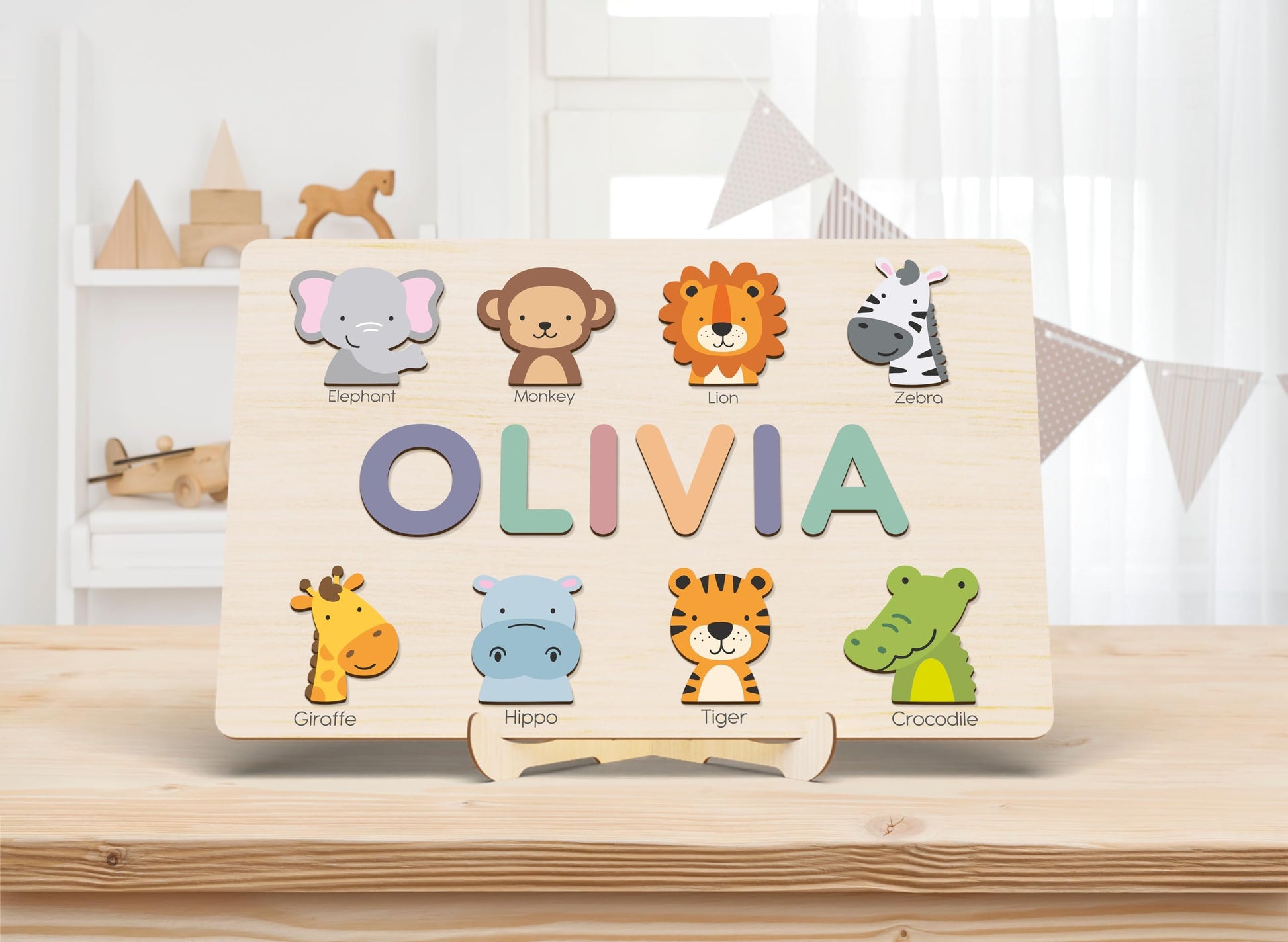 Handmade Name Puzzle, Personalized Puzzle Sign, Unique Baby Gift with Extra Gifts, Nursery Decor, New Baby Gift - WoodArtSupply